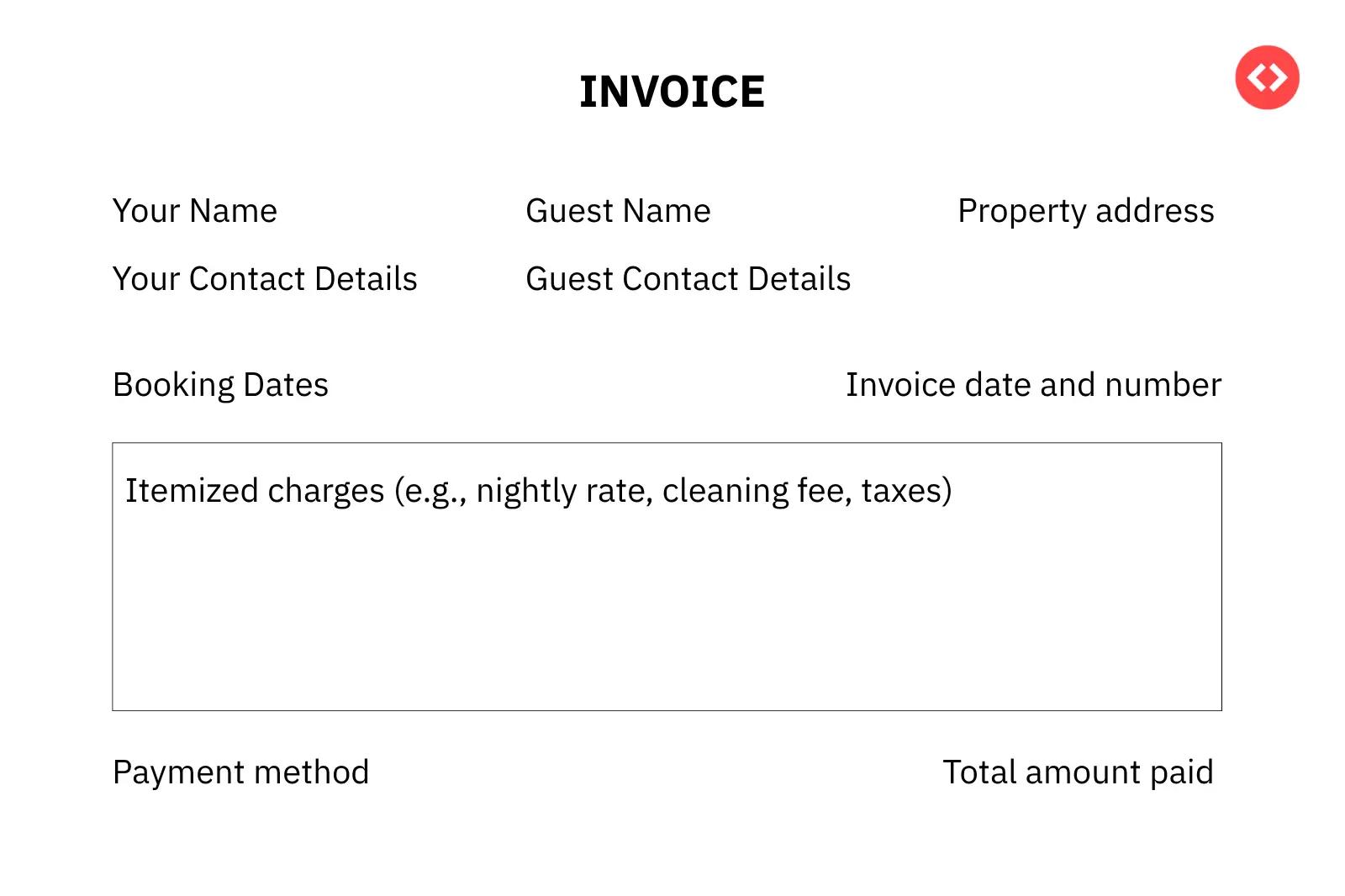 What should an Airbnb invoice contain?