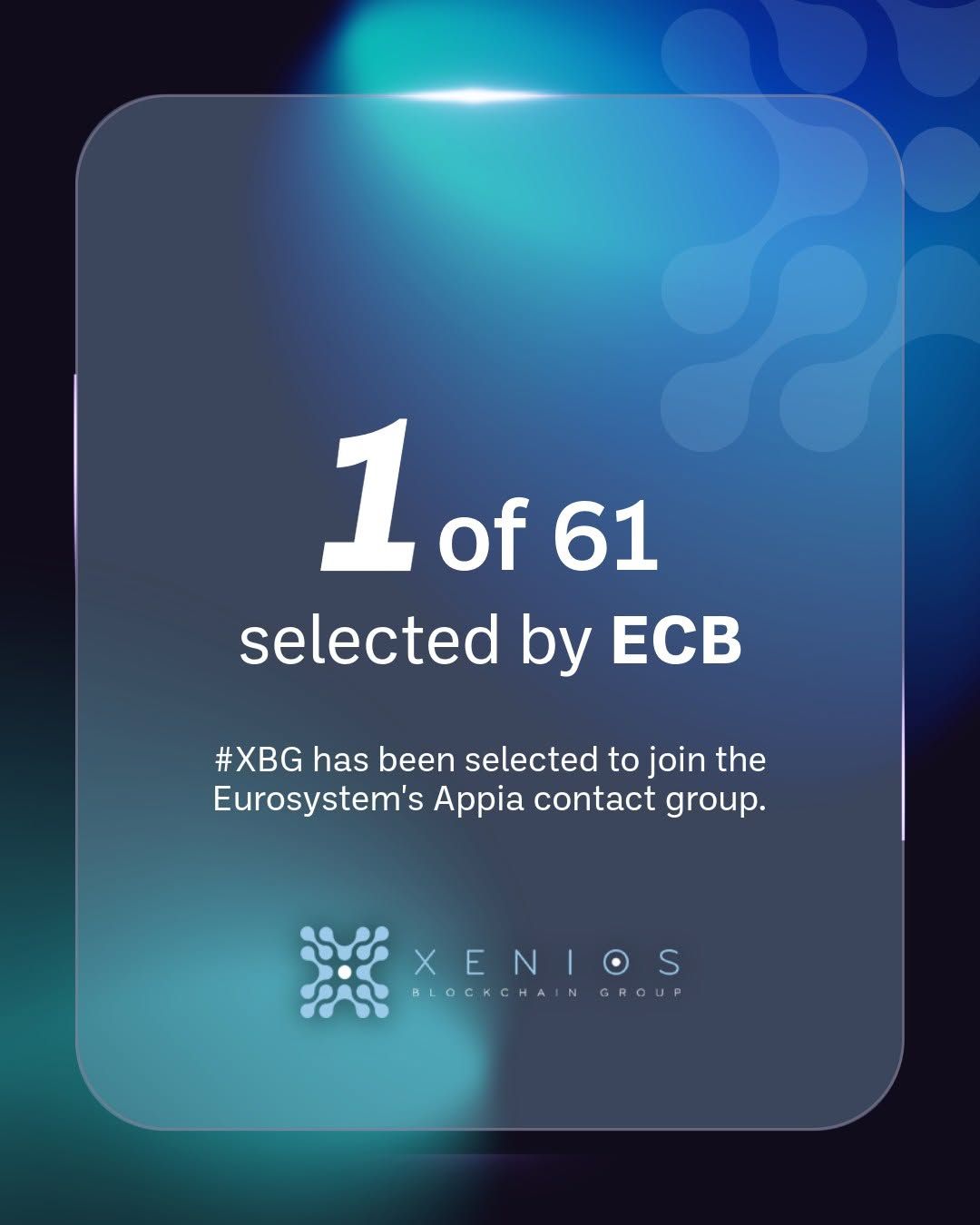 Xenios Blockchain Group joins the European Central Bank’s Appia working group. - The only company based in Greece!