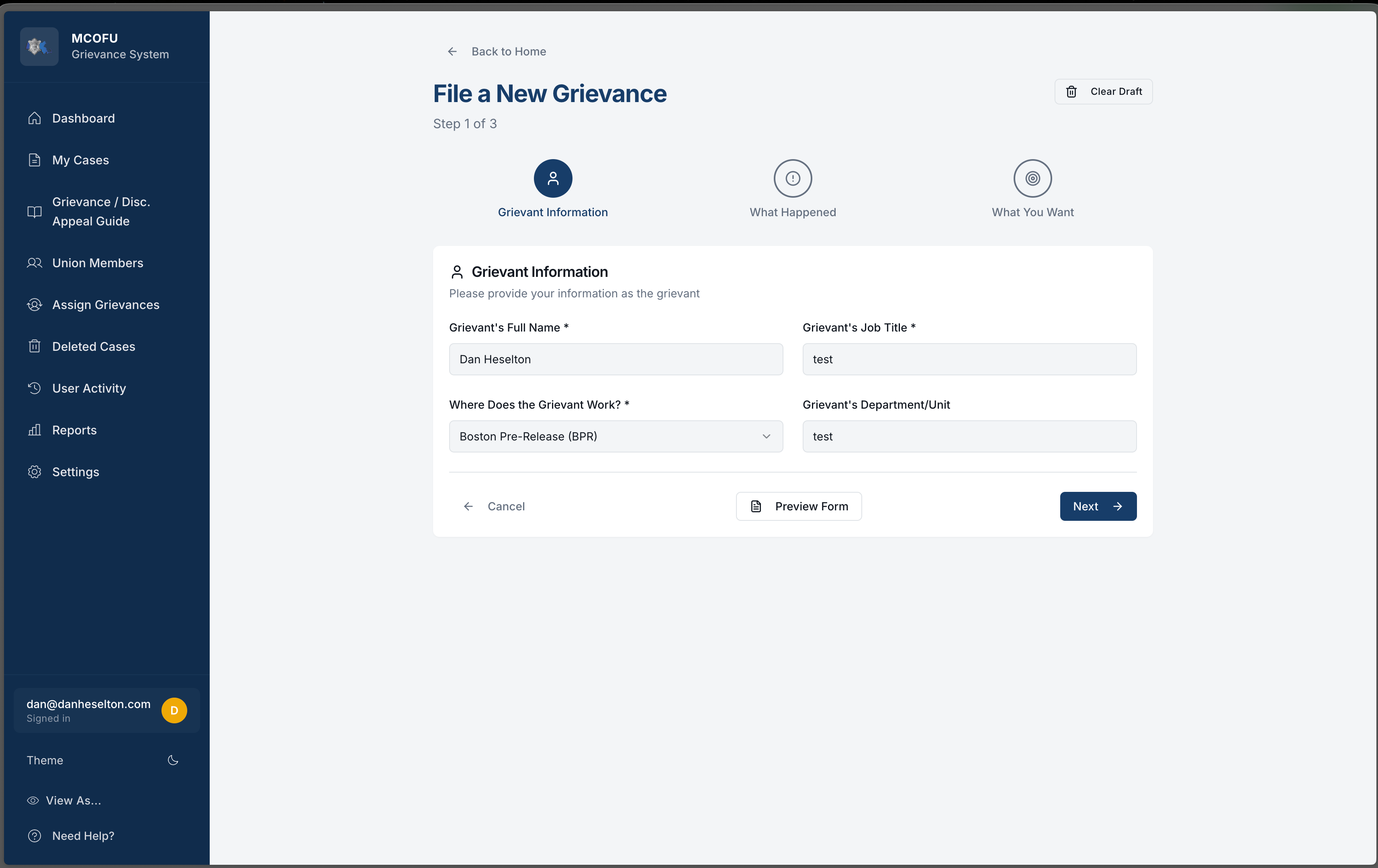 MCOFU Grievance Management App project preview