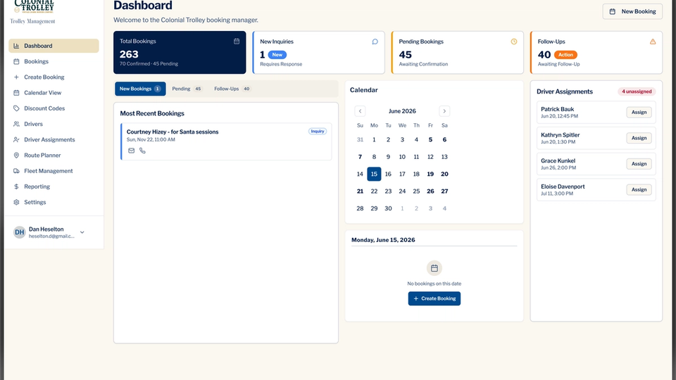 Ridereserve.io booking app shown on a MacBook Pro mockup