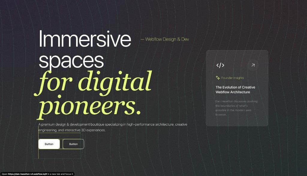 Dark edition Webflow build with lime typography and wave texture backgrounds
