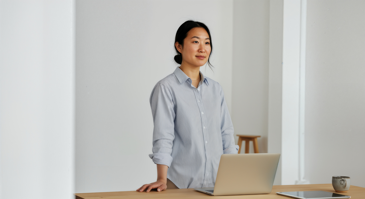 A clean desk setup used for planning a website structure