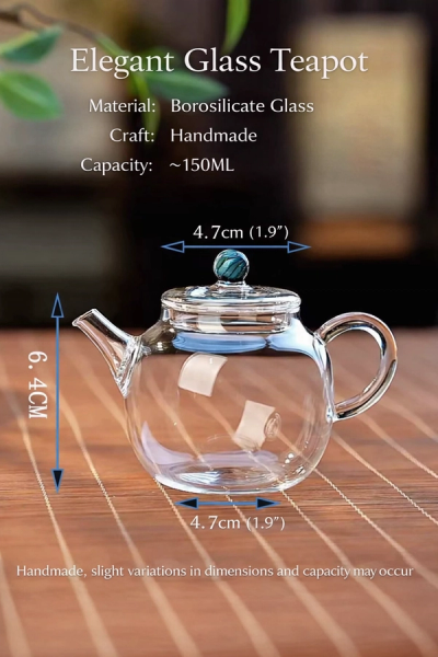Elegant Handcrafted Glass Teapot – 150ml Small Ritual Clear Beauty