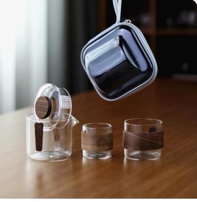  🌿 Portable Glass Tea Set · One Pot, Two Cups