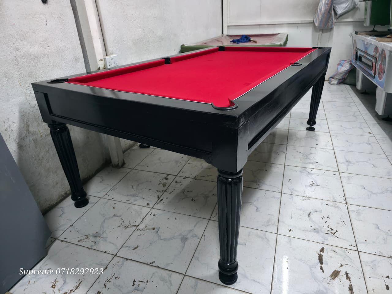 Pure Solid Mahogany Slim Marble Pool Table (Home and Office): black exterior with red cloth