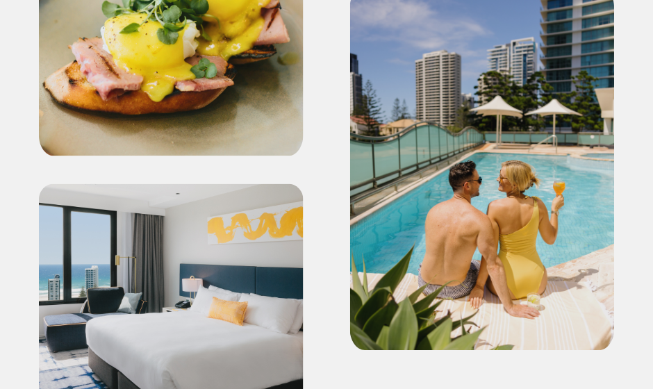 couple jumping in bed, bed image and breakfast