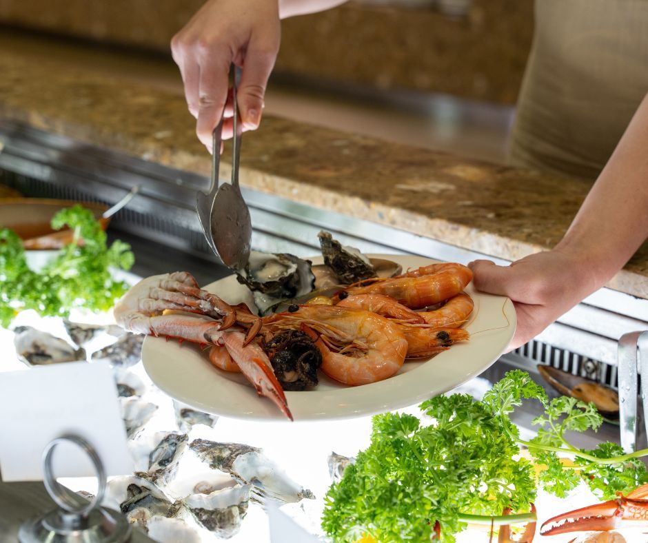 seafood buffet plate