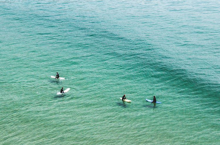 A Group Of People Swimming In A Body Of Water