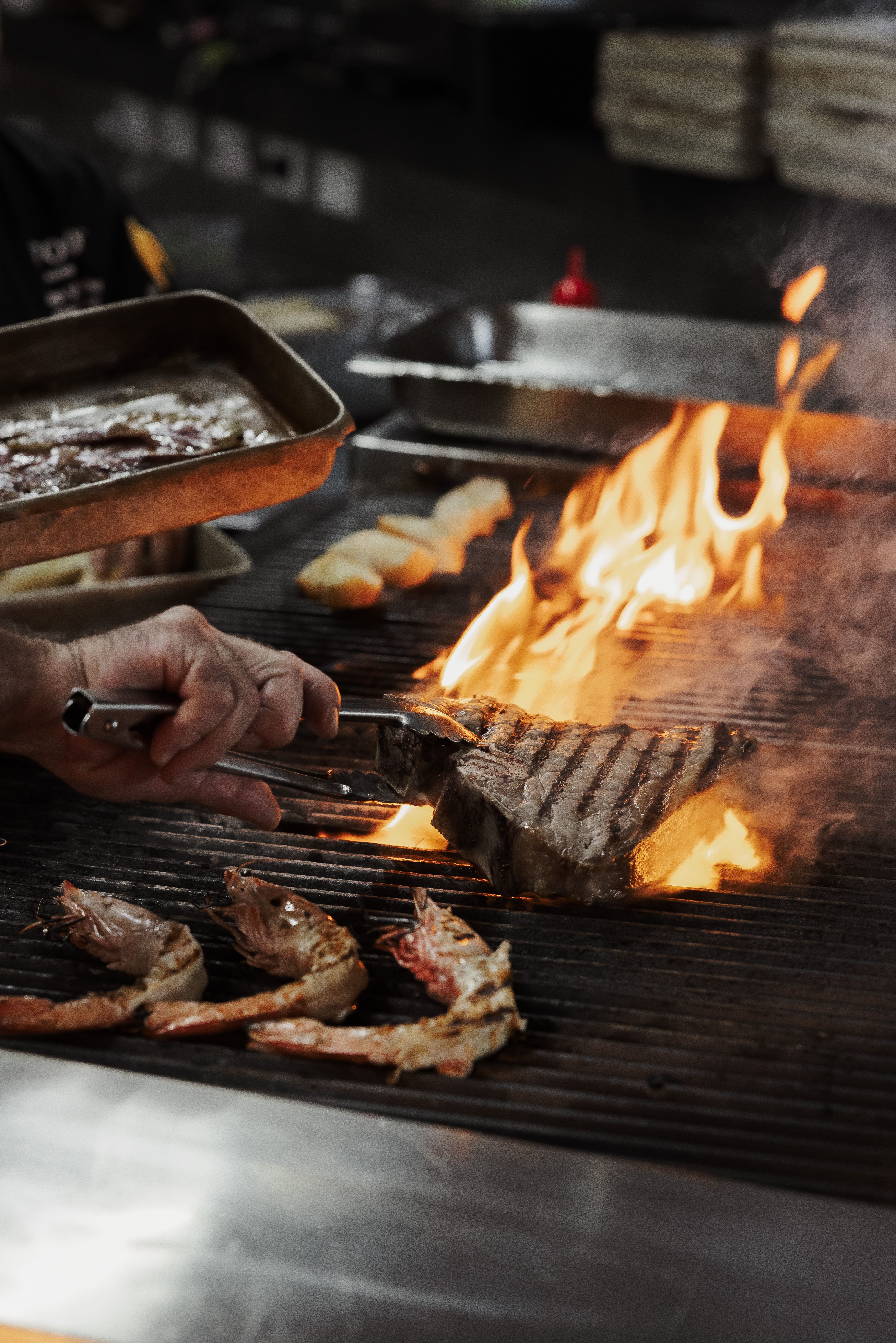 T-Bone Prawns on Grill