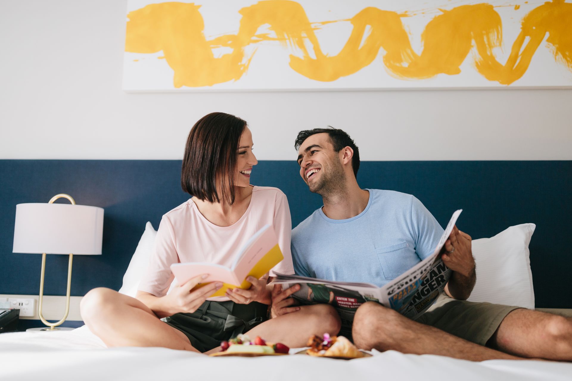 couple sitting in bed