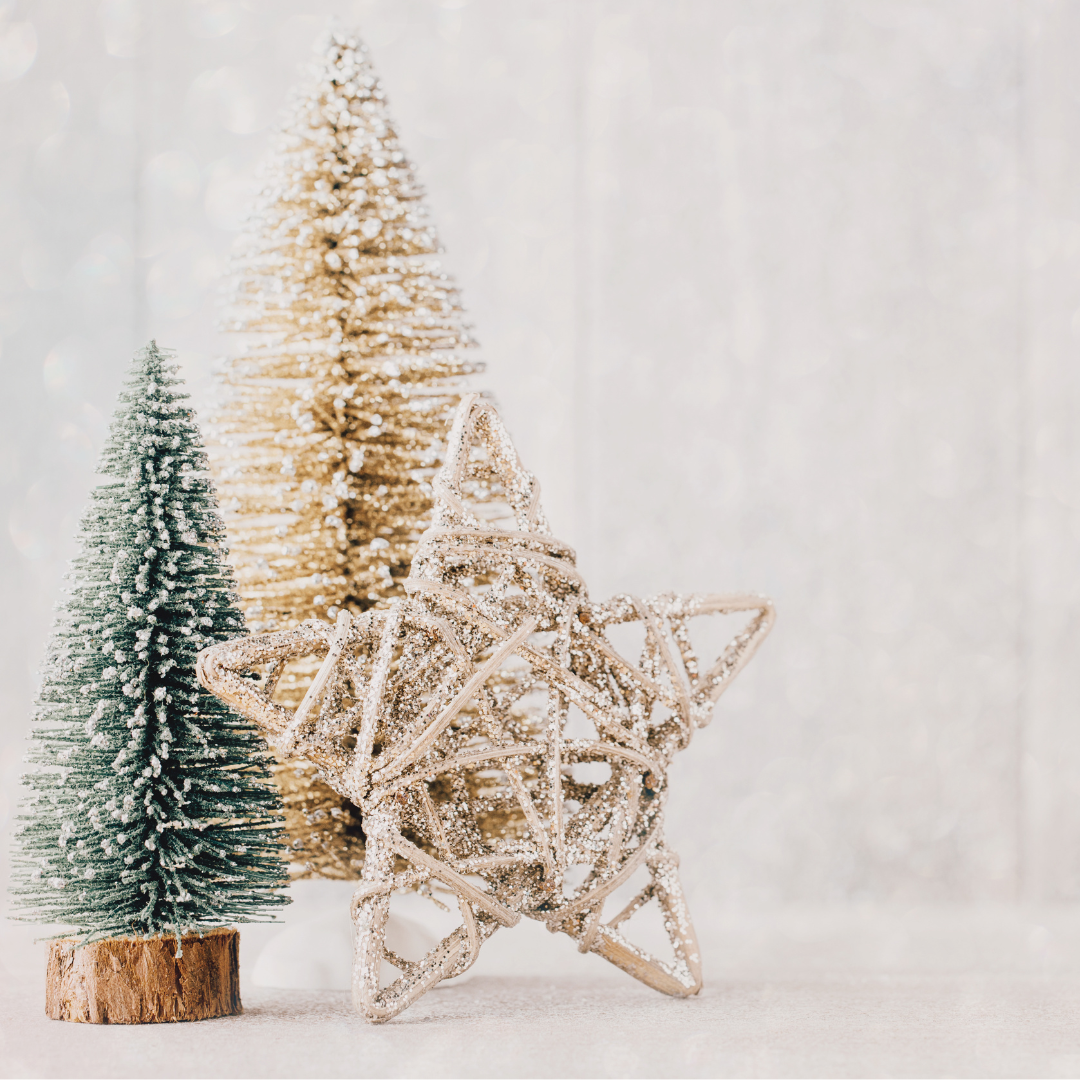 chirstmas decorations trees and star