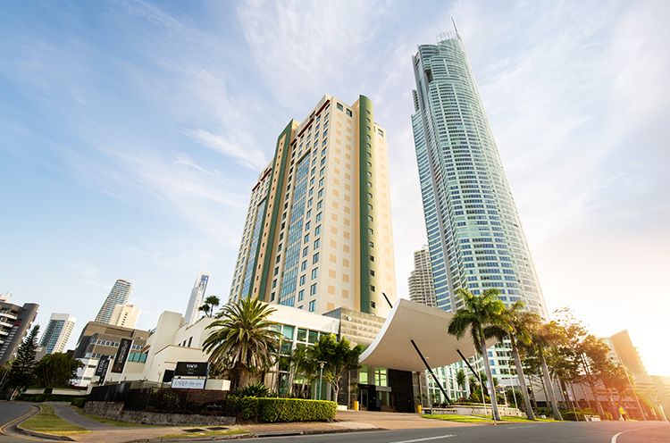 A Tall Building In A City