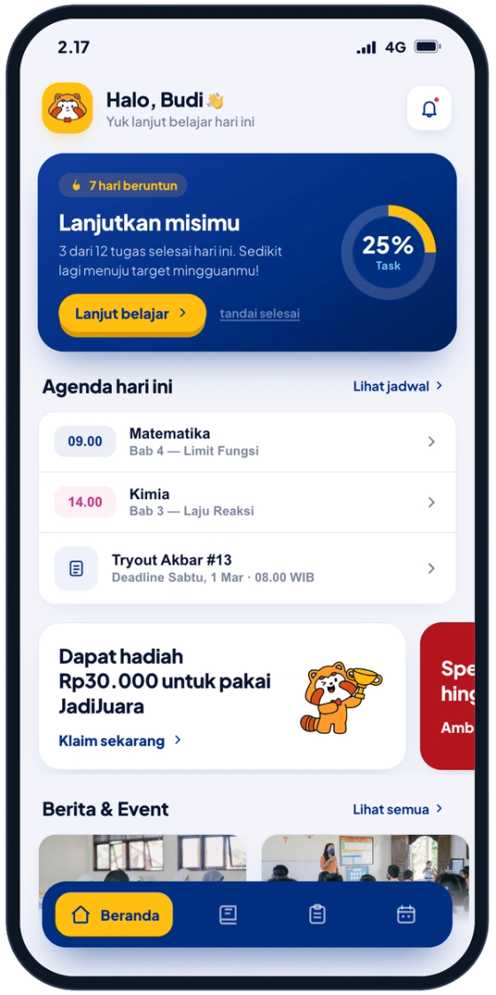 Tampilan aplikasi JadiJuara
