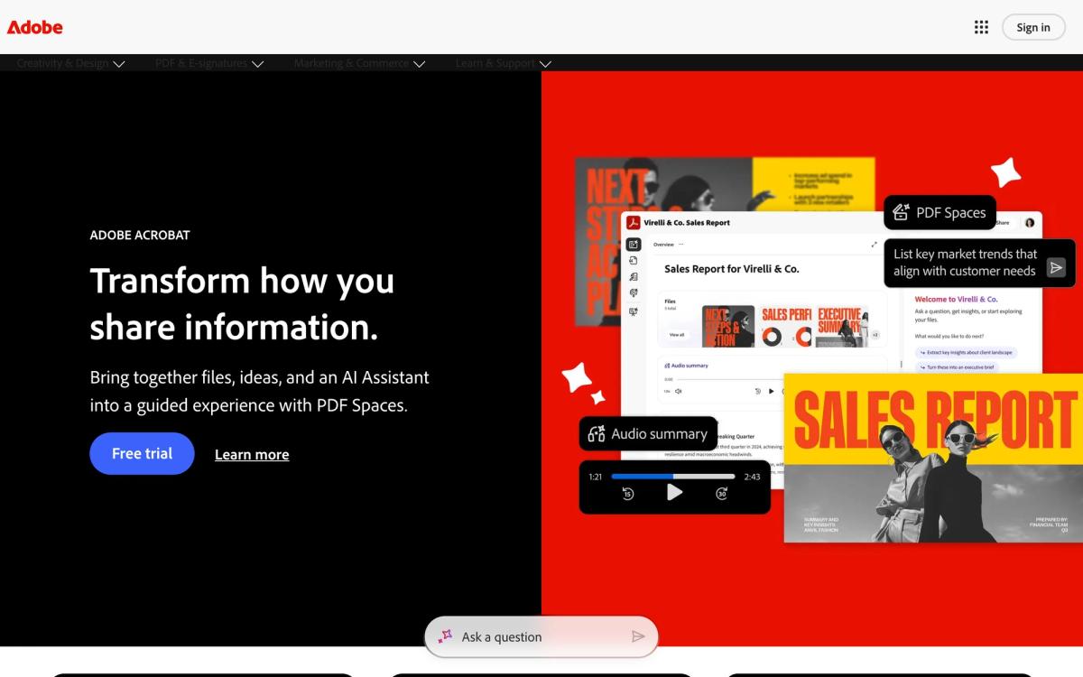 Adobe Express homepage hero screenshot