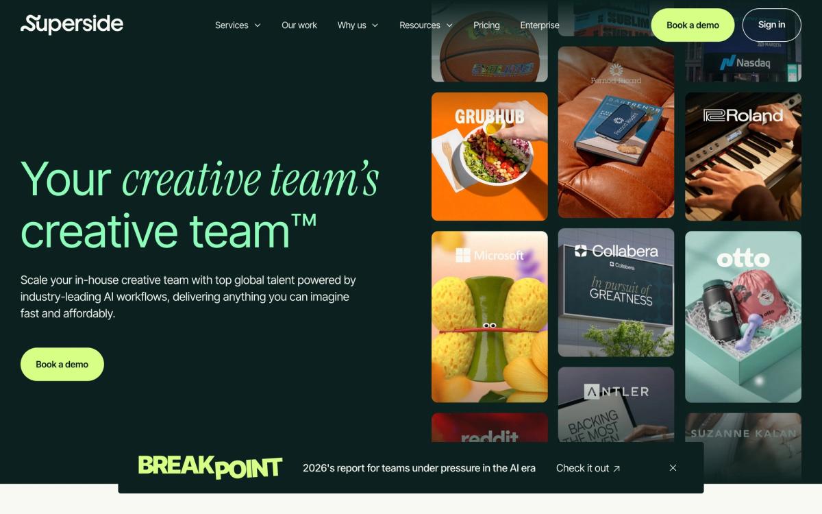 Superside homepage hero screenshot
