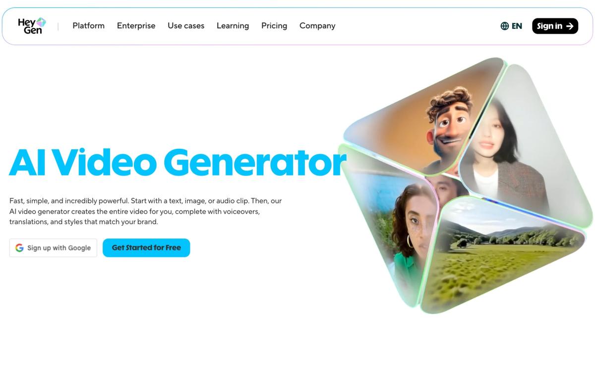 HeyGen homepage screenshot captured April 2026