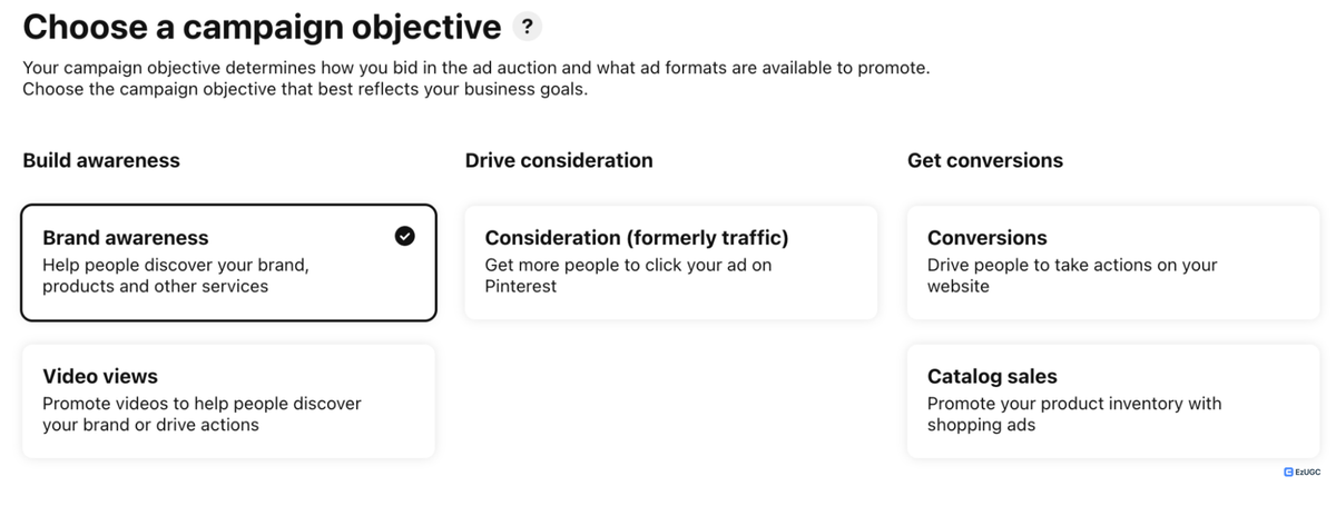 Campaign objective example