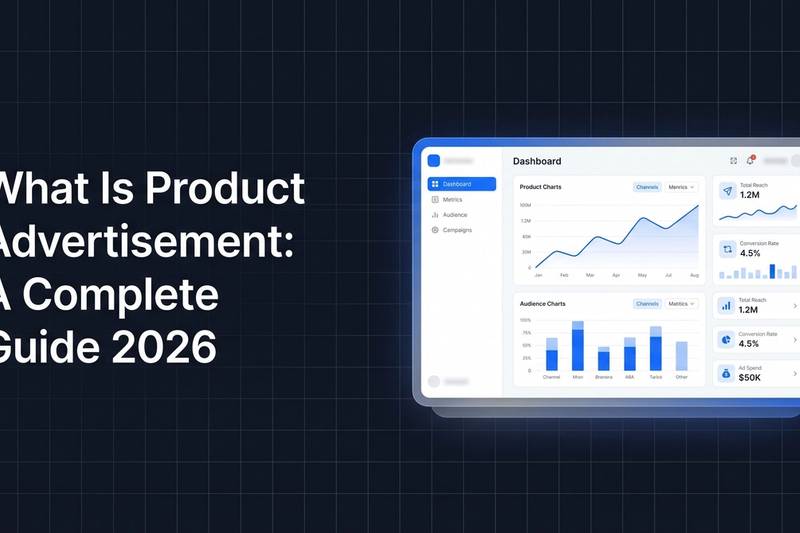 Product advertising strategy dashboard with campaign optimization visuals