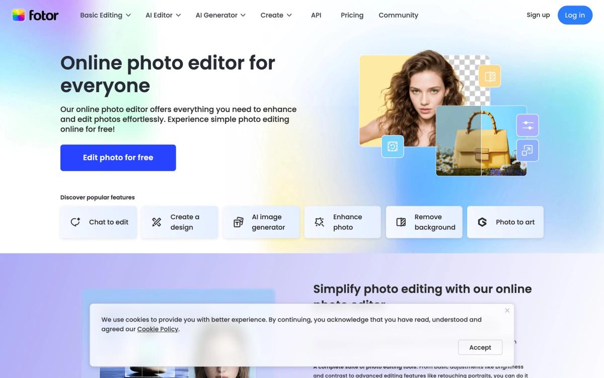 6. Fotor - Best image editing features - hero screenshot