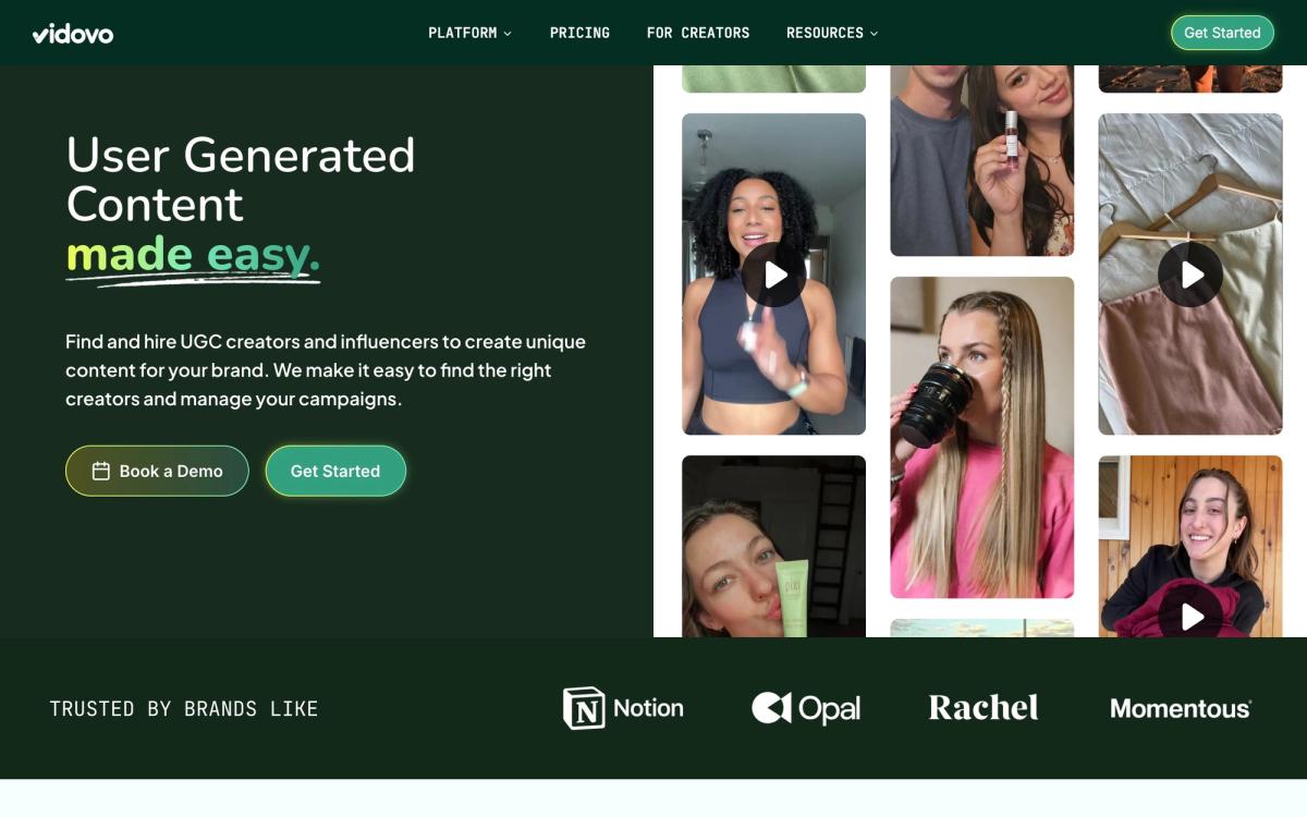 3. Vidovo - Managed UGC at Scale (With Real Humans) - hero screenshot