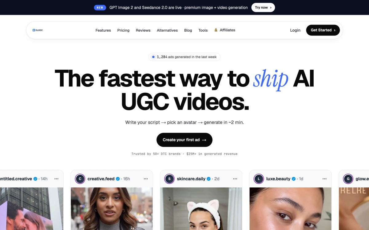 EzUGC homepage hero screenshot