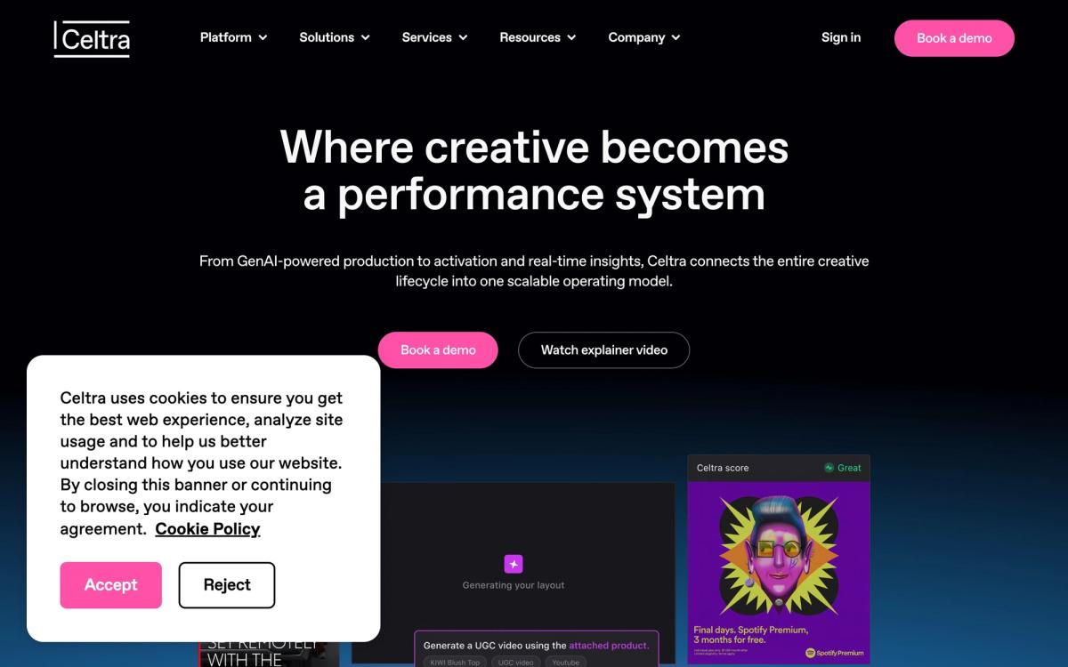 Celtra homepage hero screenshot