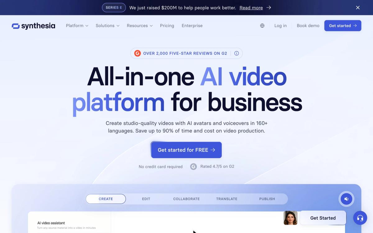 5. Synthesia - hero screenshot