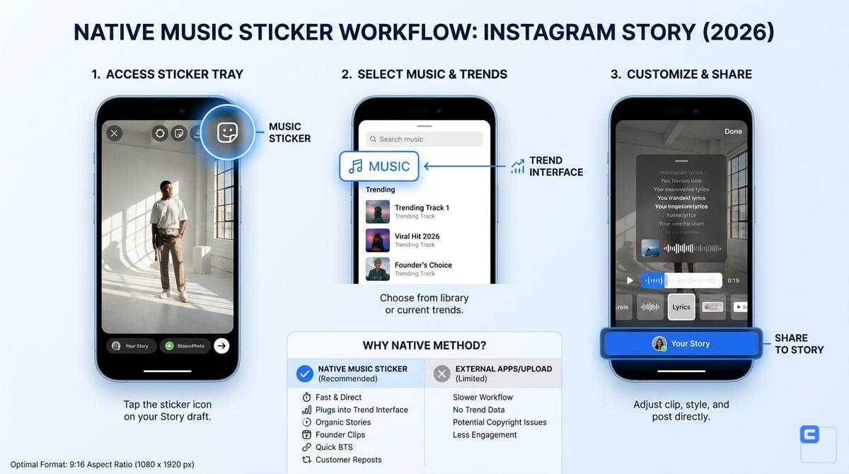 Editorial illustration for How to add music to an Instagram Story with the Music Sticker