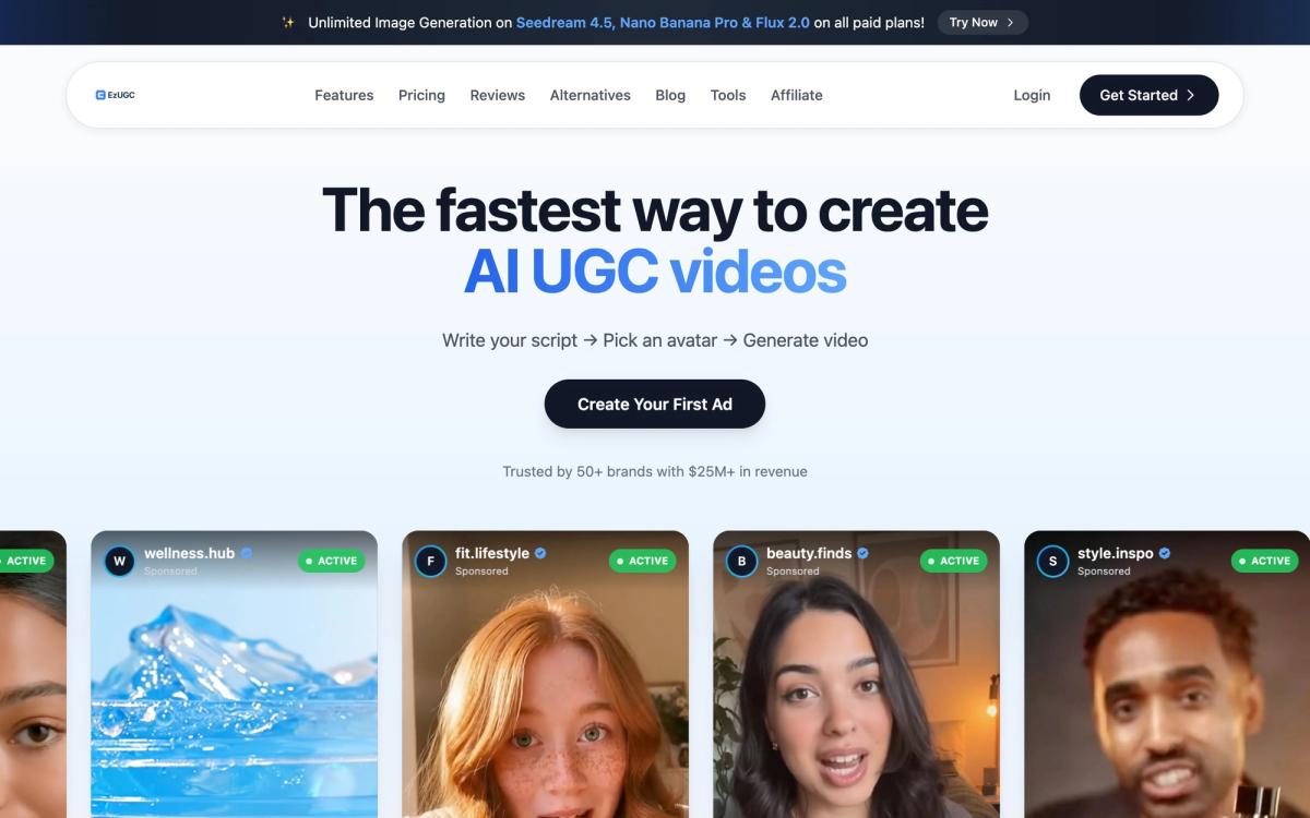 1. EzUGC: The fastest path to UGC-style ads (without the $200/video bill) - hero screenshot