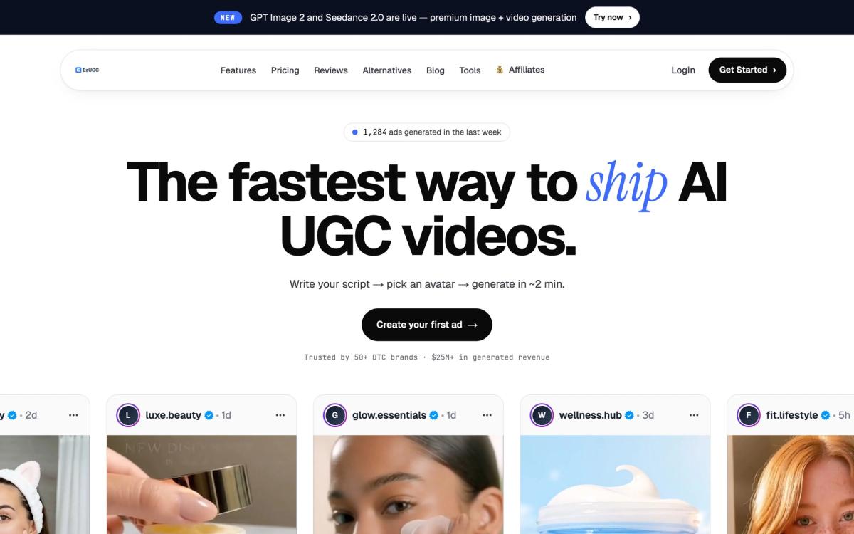 EzUGC homepage hero screenshot