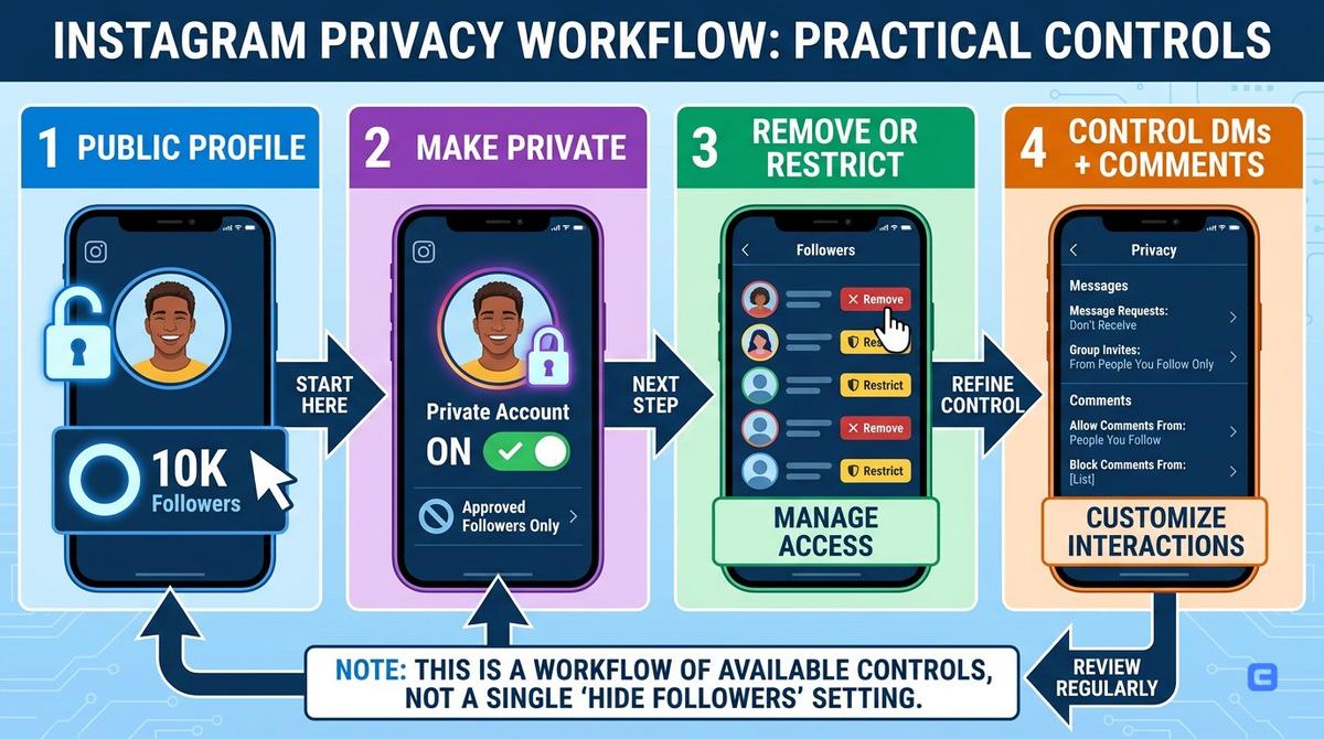 Instagram follower privacy workflow