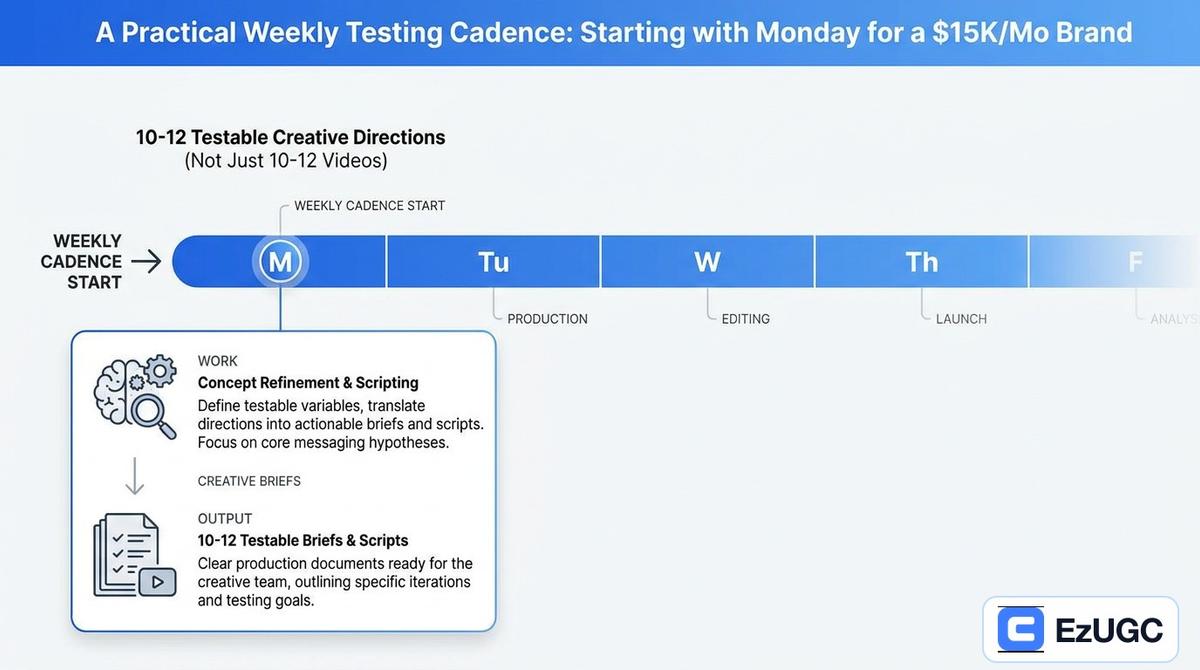 Editorial illustration for A practical weekly testing cadence