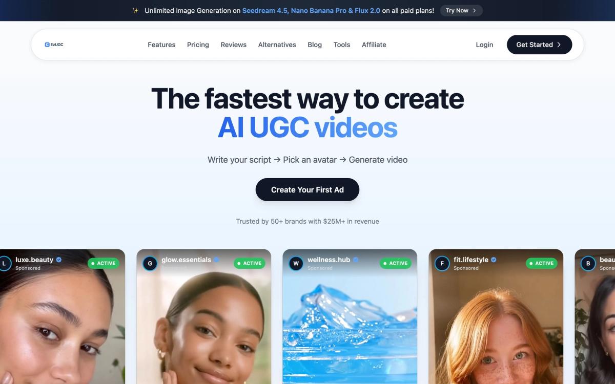 1. EzUGC - The Fastest, Most Consistent UGC AI Video Generator - hero screenshot