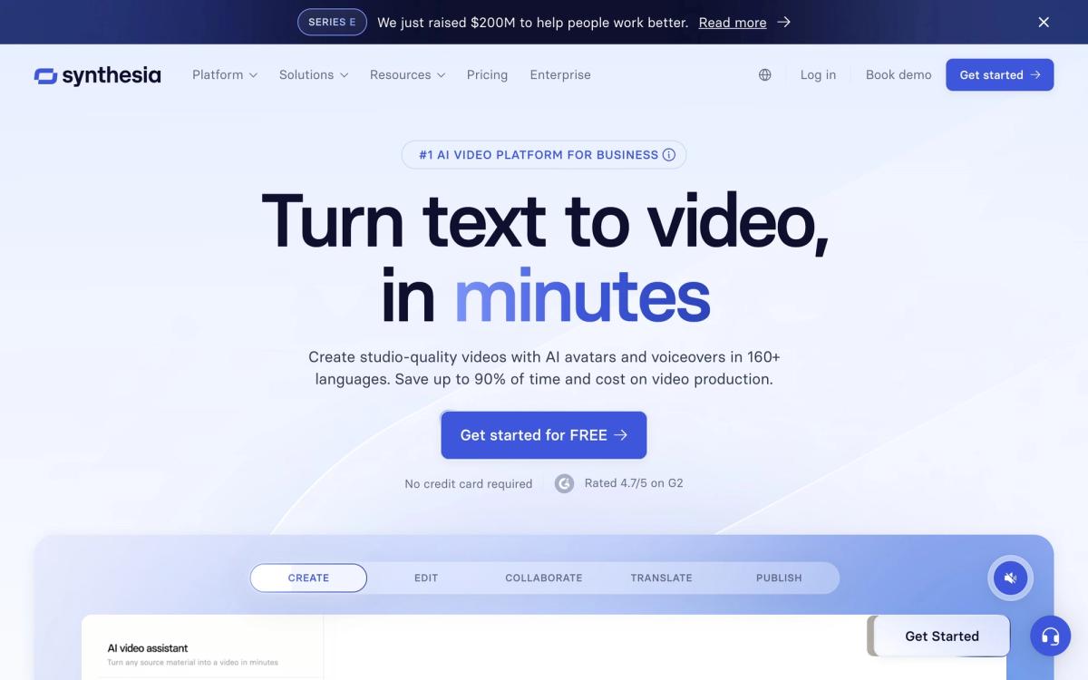 5. Synthesia - Corporate-Grade Avatar Videos - hero screenshot