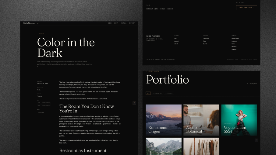 Zutra Cinematic — Astro 6 Portfolio Template for Visual Creators