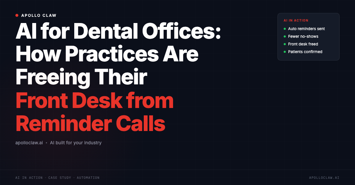 AI for Dental Offices: How Practices Are Freeing Their Front Desk from Reminder Calls
