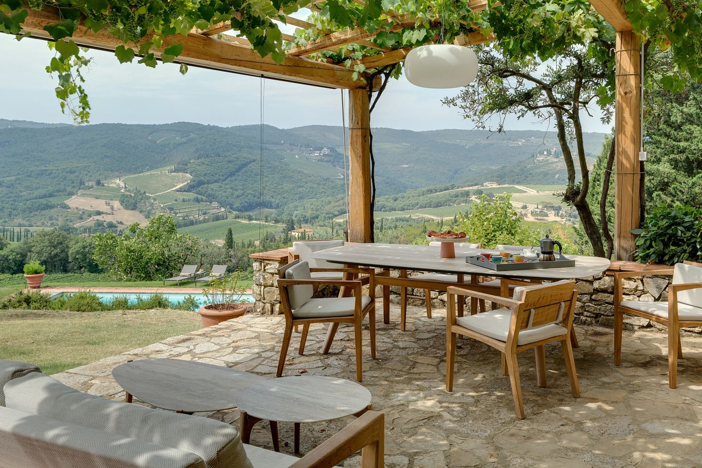 The pergola from the grass
