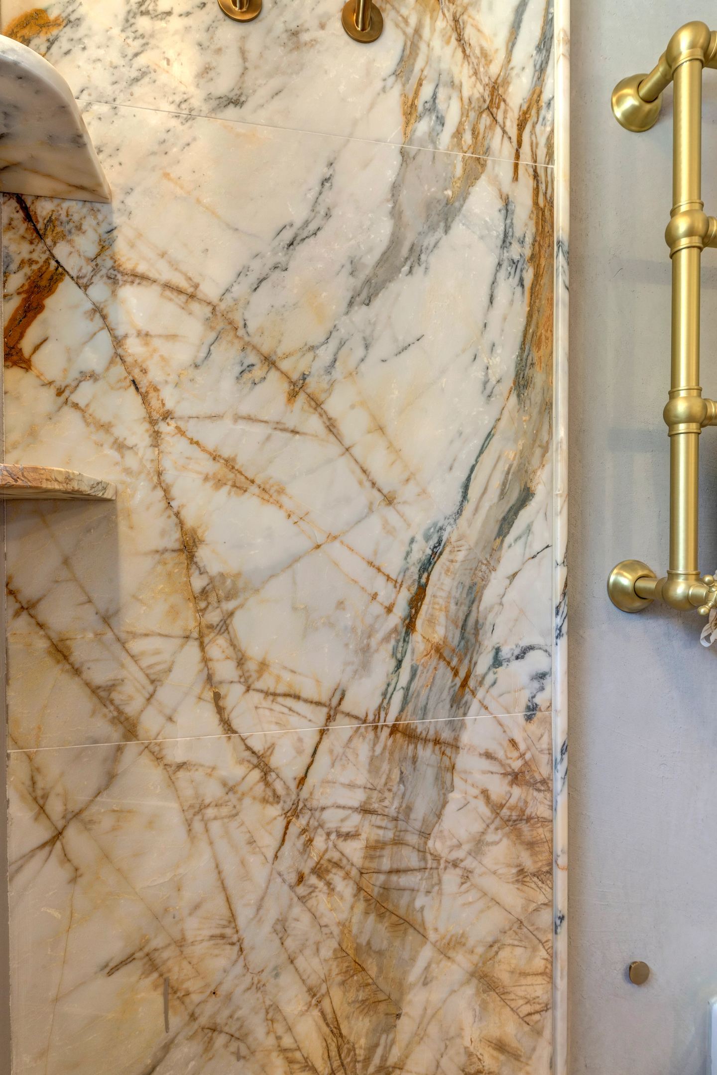 Marble and the brass towel rail