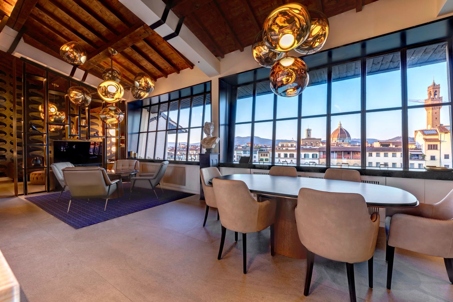 Dining chairs with the Duomo directly ahead