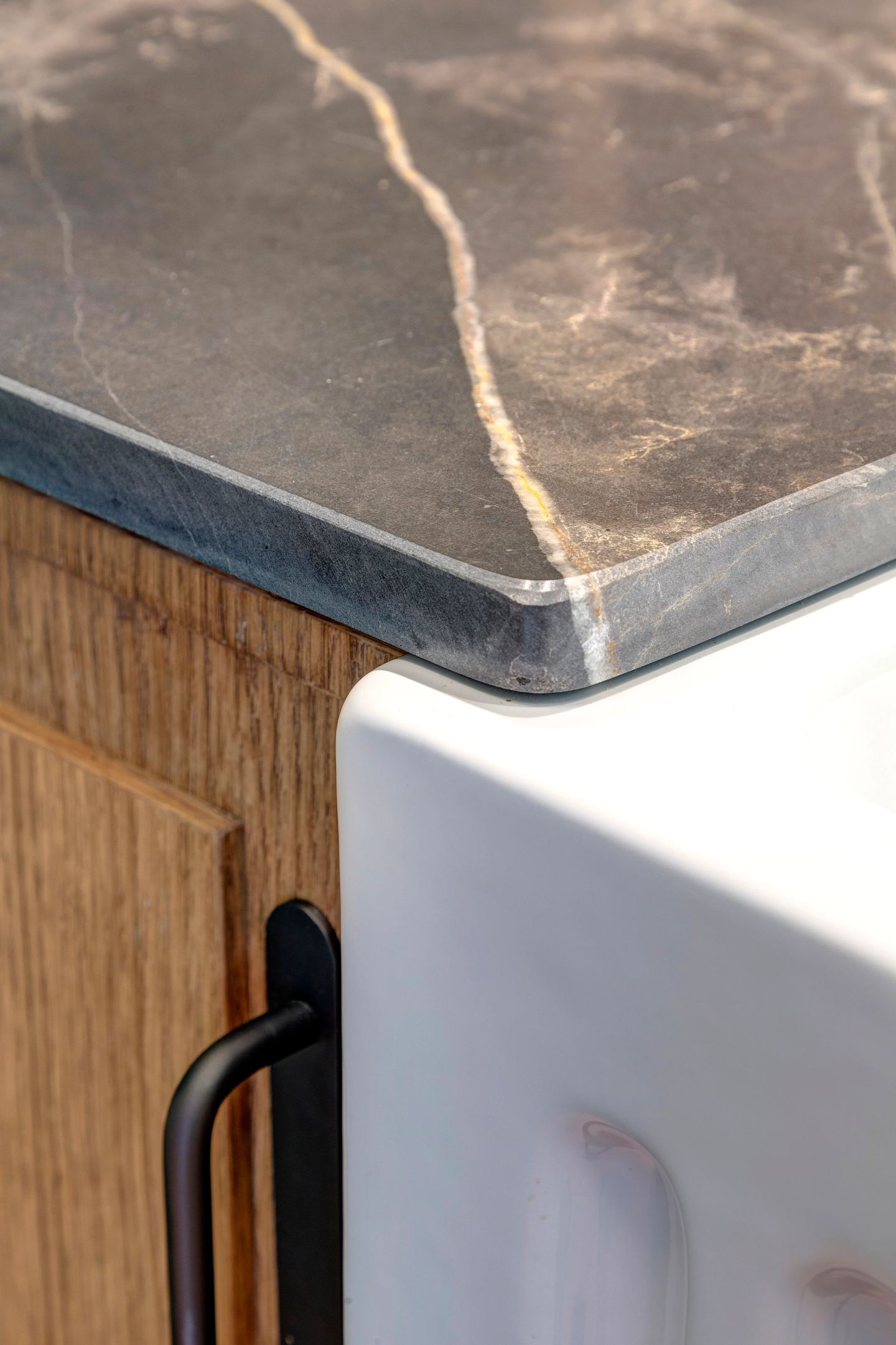 Where the marble edge meets the oak