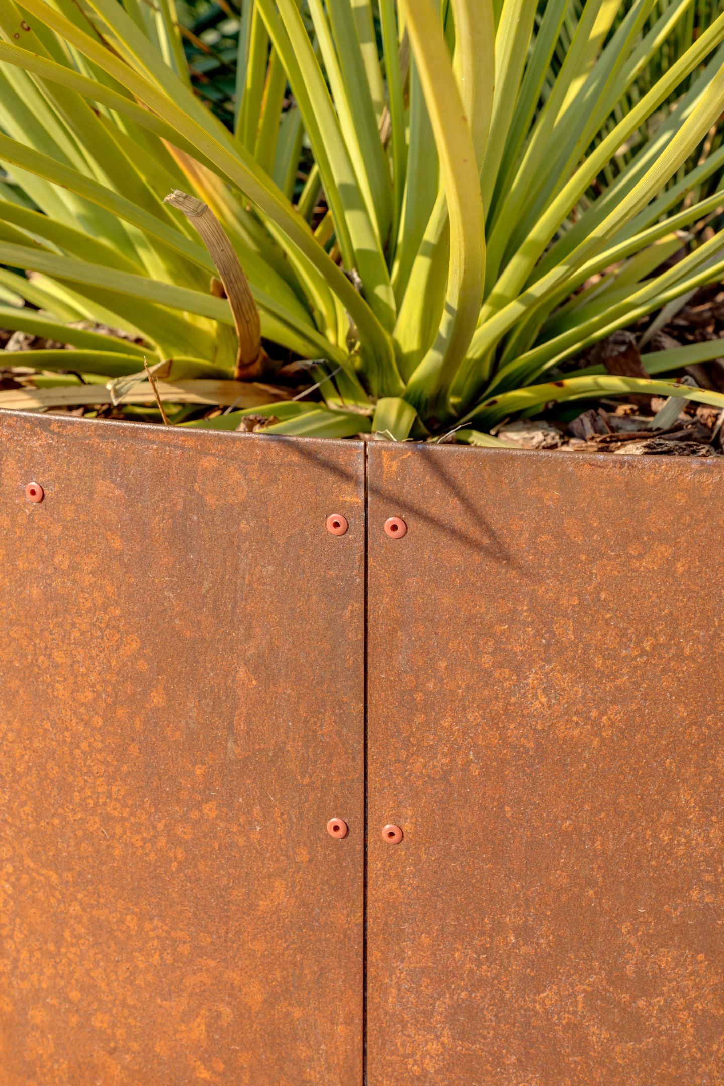 The corten skin, its weld line and weathering