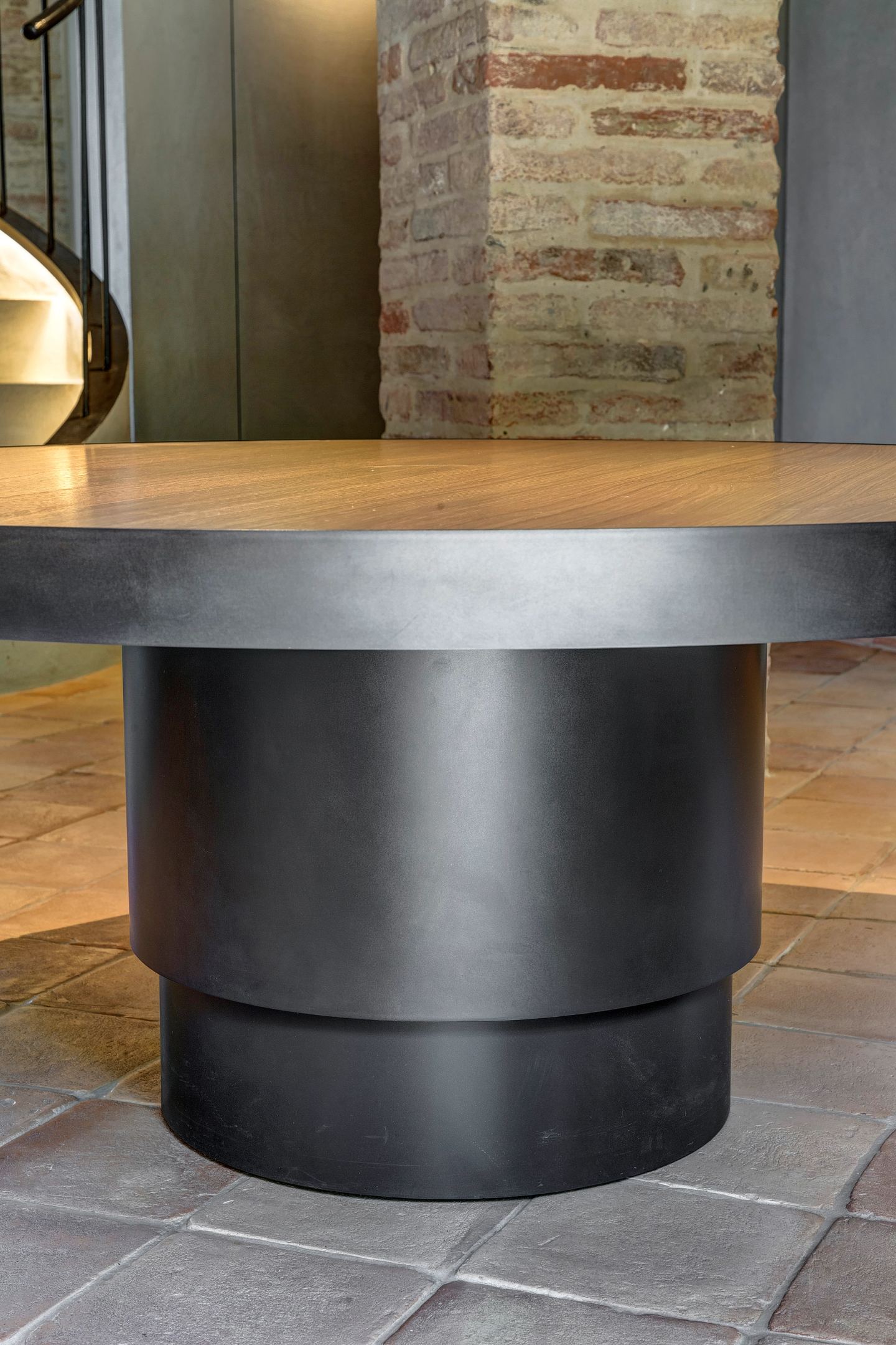 Oak laid on blackened metal