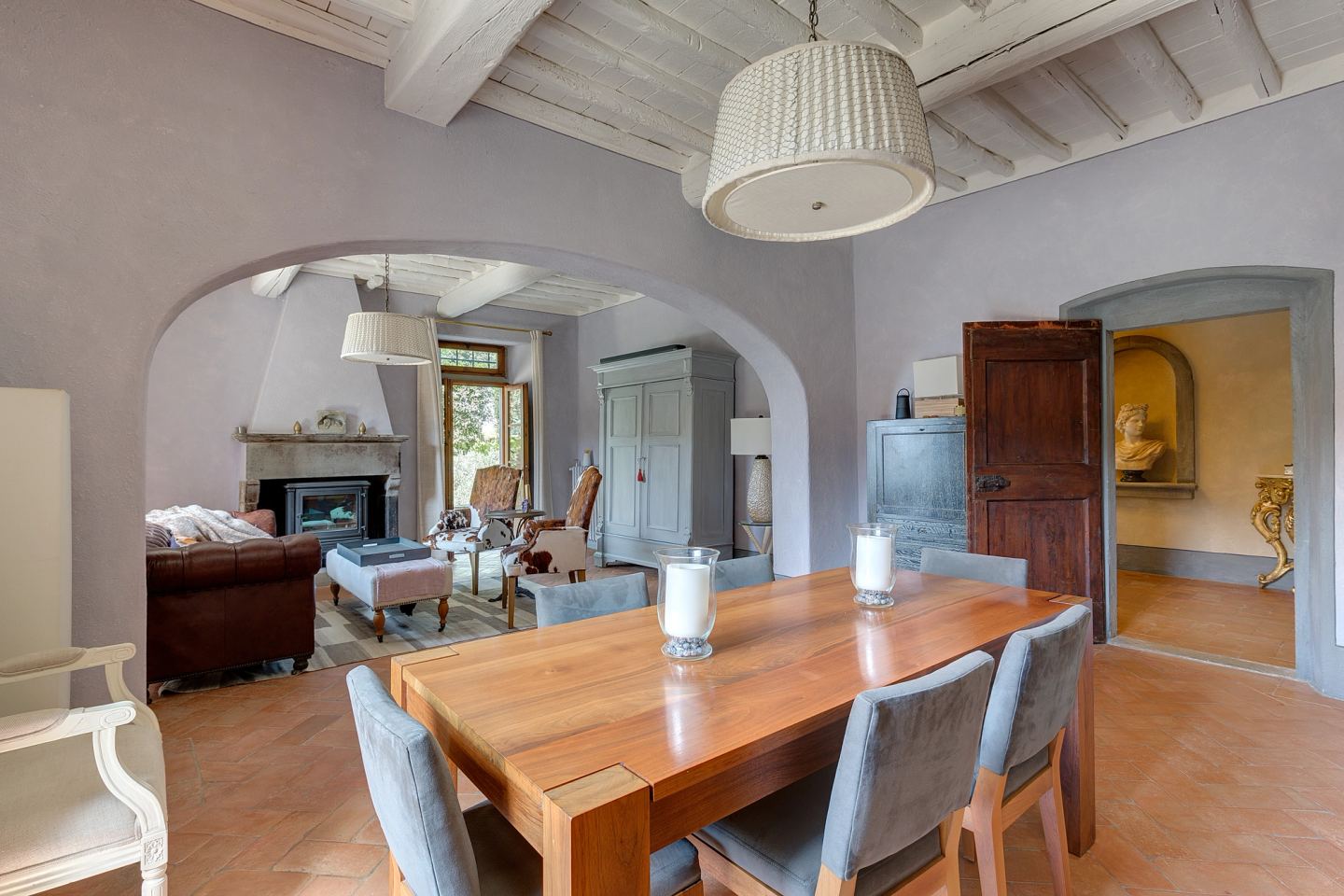 Across the dining table to the sitting room