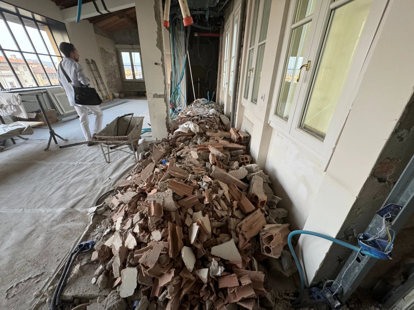 The demolition heaped in the middle of the room