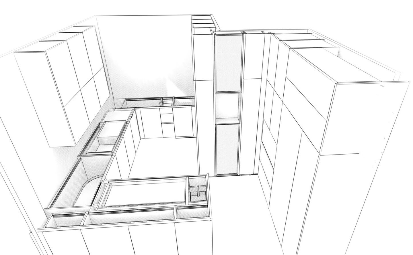 A line study of built-in cabinetry