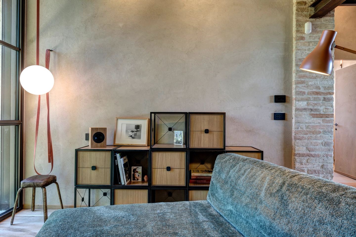 The cubes, the chair and the sofa