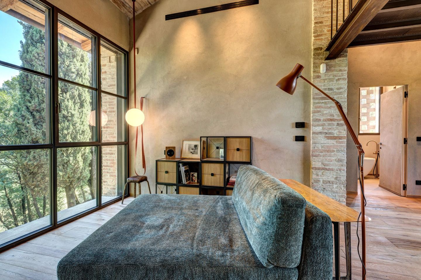 The daybed and the window behind it