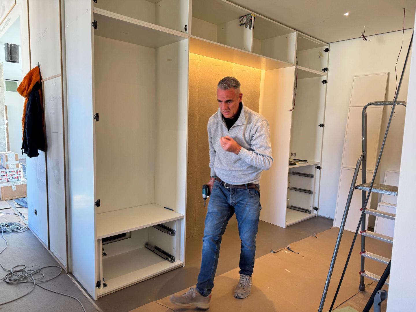Stefano Duradoni of SM Falegnameria among the wardrobes