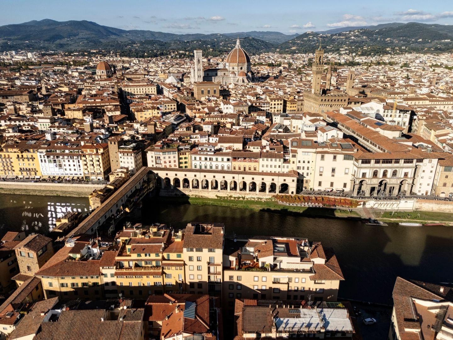 Florence from above: the Arno, the Duomo, the hills behind