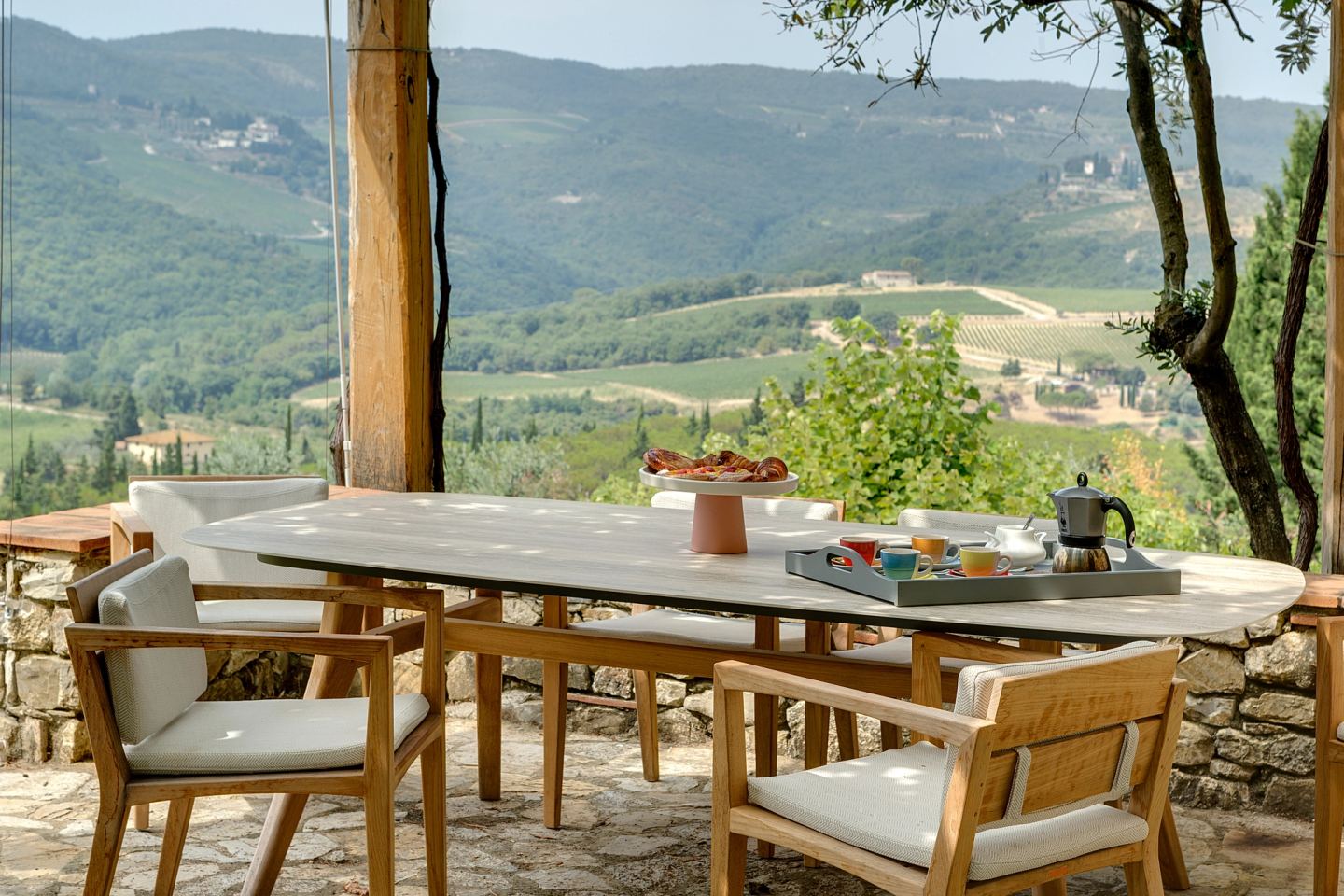 The table set, the hills beyond
